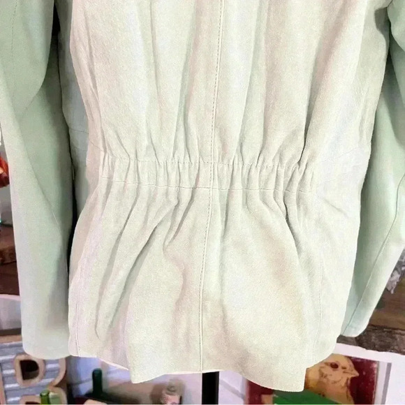 IMAN Genuine Leather Suede Soho Jacket Small Light Green Mint Woman’s Moto NWT - Picture 8 of 10